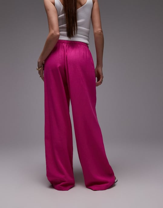 Topshop linje raka byxor i starkt rosa - Image 2