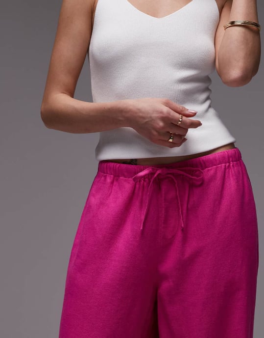 Topshop linje raka byxor i starkt rosa - Image 3