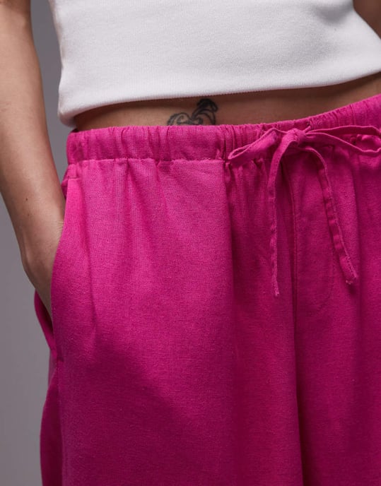 Topshop linje raka byxor i starkt rosa - Image 4