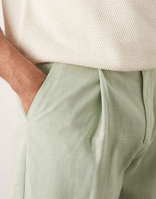 ASOS DESIGN smart vidare byxor med mikrotextur i ljusgrön - Image 3