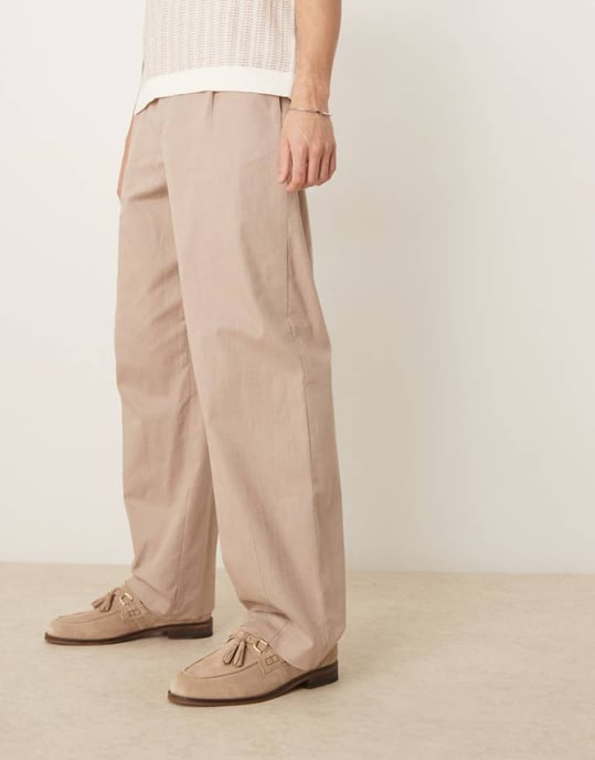 ASOS DESIGN vida linnebyxor med dart i beige - Image 1