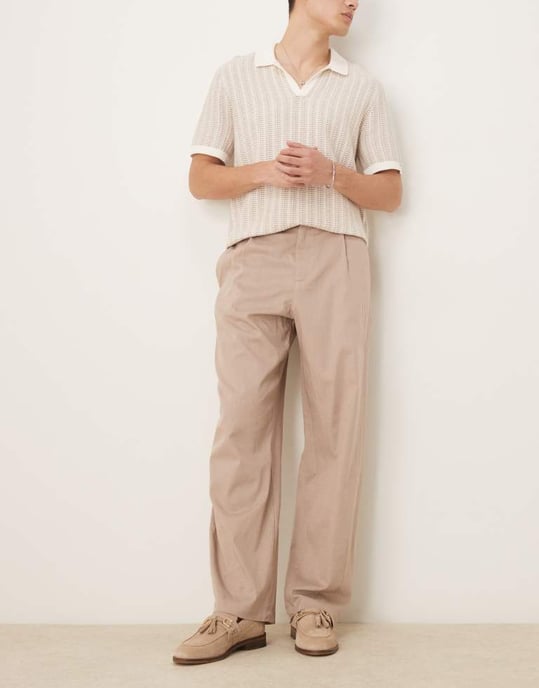 ASOS DESIGN vida linnebyxor med dart i beige - Image 2