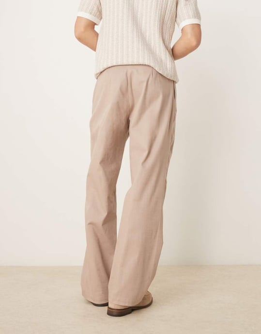 ASOS DESIGN vida linnebyxor med dart i beige - Image 3