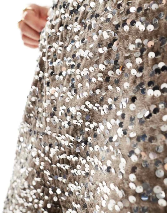 Pieces vida veloursequinbyxa i taupe - Image 2
