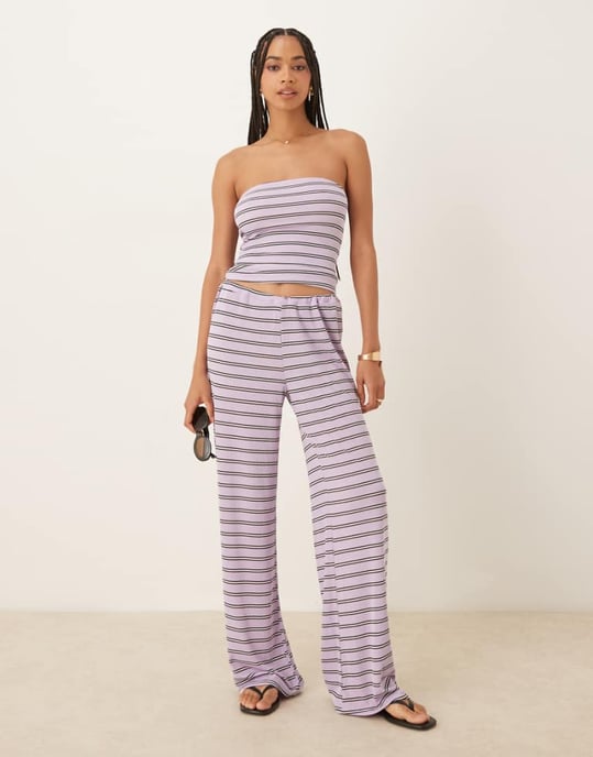 ASOS DESIGN vida byxor co-ord i lila rand - Image 1