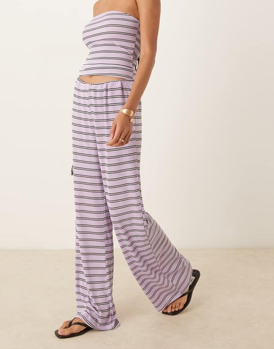 ASOS DESIGN vida byxor co-ord i lila rand - Image 2
