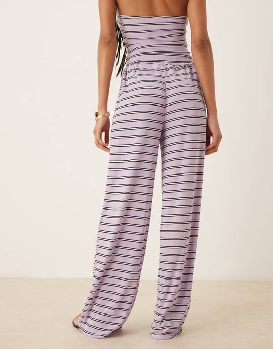 ASOS DESIGN vida byxor co-ord i lila rand - Image 4