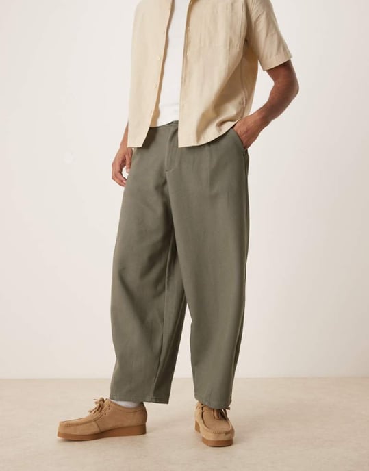 ASOS DESIGN byxor med tunnellår i khaki - Image 1