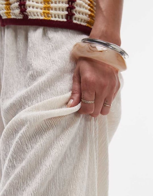 Topshop strukturerade vida byxor i sten - Image 3