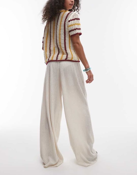 Topshop strukturerade vida byxor i sten - Image 4