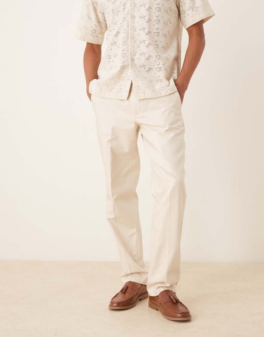 Utvald Ascot regular fit byxa i krämfärg - Image 2