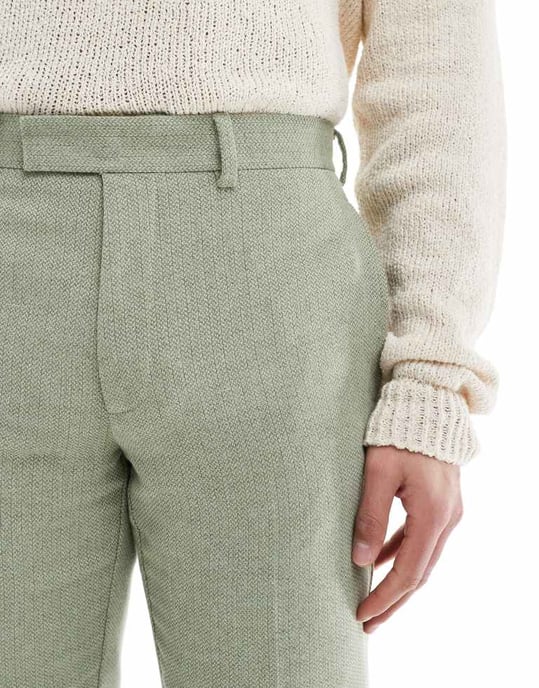ASOS DESIGN ullblandning slim fit kostymbyxor i grön väv - Image 3