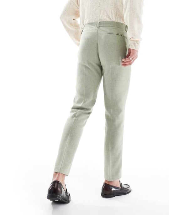 ASOS DESIGN ullblandning slim fit kostymbyxor i grön väv - Image 4