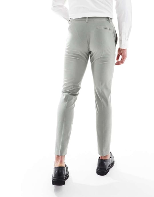 ASOS DESIGN smala kostymbyxor i ljusgrön - Image 2