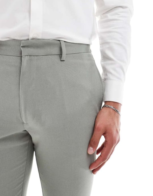 ASOS DESIGN smala kostymbyxor i ljusgrön - Image 3