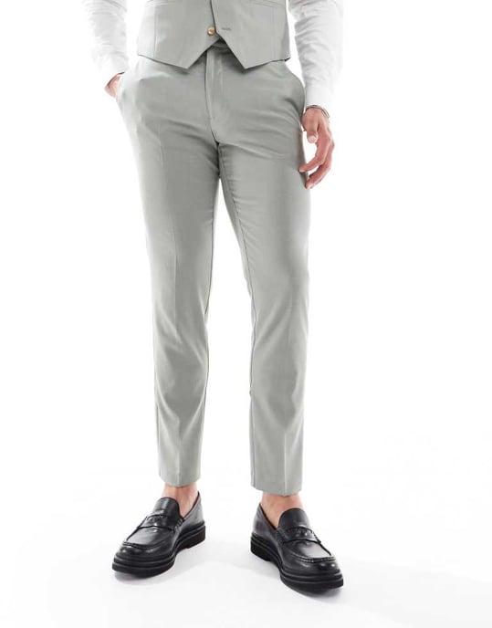 ASOS DESIGN smala kostymbyxor i ljusgrön - Image 4