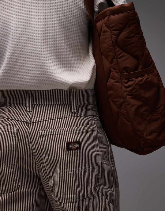 Dickies garyville regular fit hickory stripe trousers in cappuccino brown - Image 3