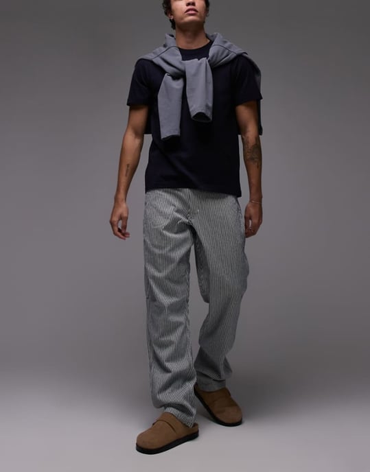 Dickies garyville regular fit hickory stipe trousers in blue - Image 1