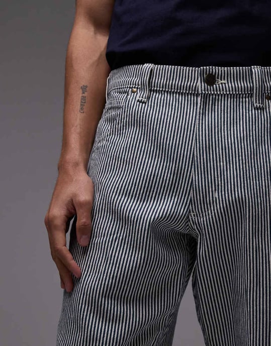 Dickies garyville regular fit hickory stipe trousers in blue - Image 3