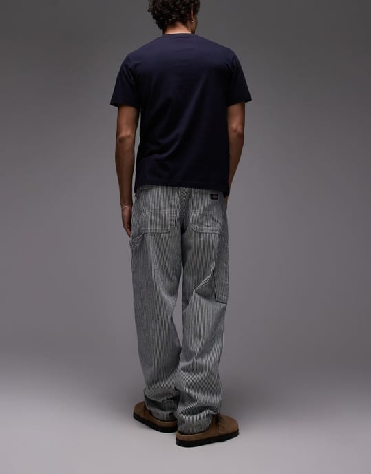 Dickies garyville regular fit hickory stipe trousers in blue - Image 4