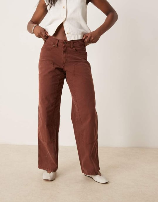 Dickies River Ranch western byxor med dubbel knä i canvas i cappuccino brunt - Image 3