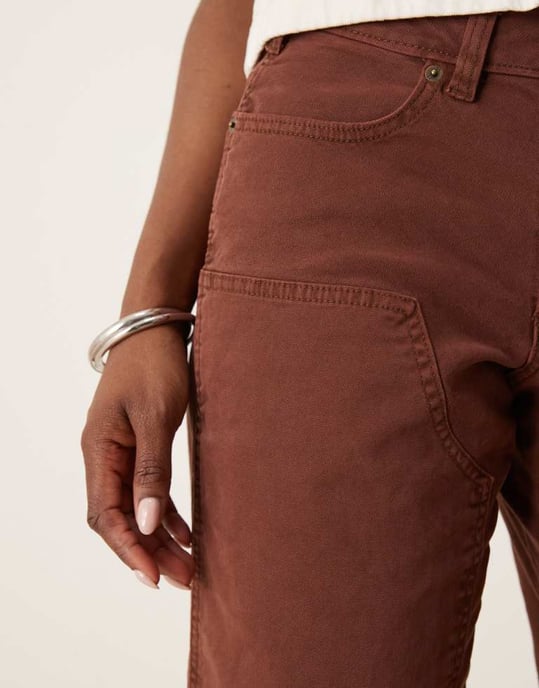 Dickies River Ranch western byxor med dubbel knä i canvas i cappuccino brunt - Image 4