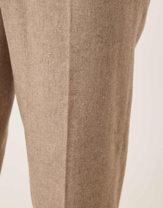 ASOS DESIGN smart tapered fit byxor i ullmix i stenkulör - Image 4