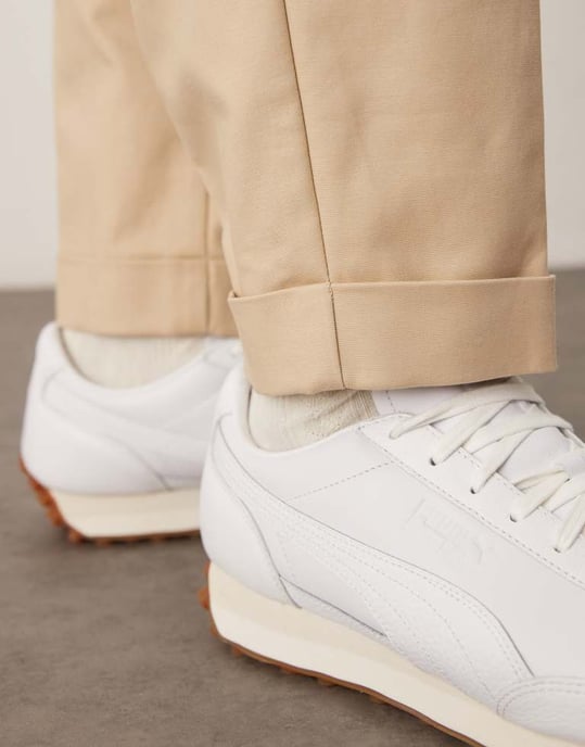 ASOS DESIGN smart oversized tapered bomullschino-byxor i stenfärg - Image 4