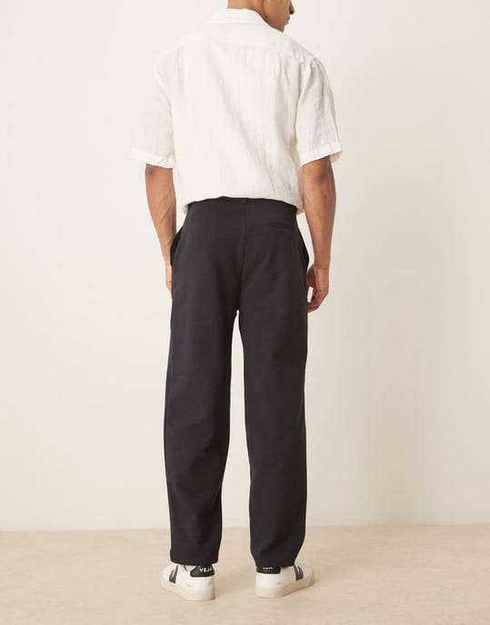 ASOS DESIGN överdimensionerade tapered smarta byxor i marin twill - Image 2
