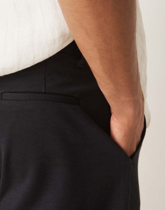ASOS DESIGN överdimensionerade tapered smarta byxor i marin twill - Image 3