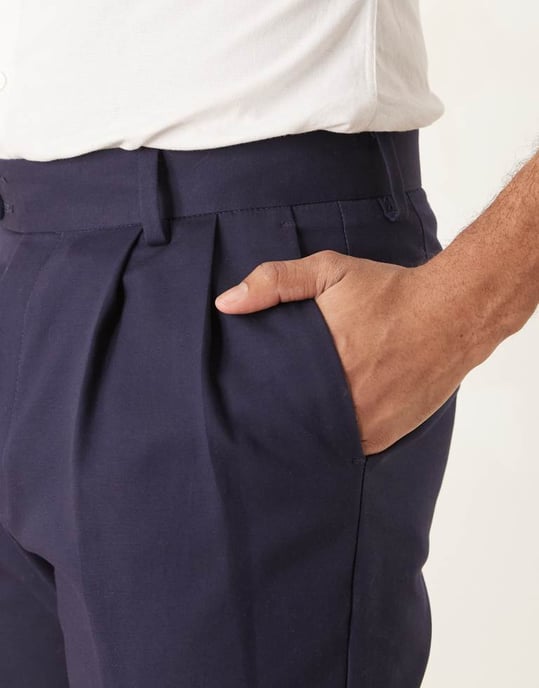 ASOS DESIGN smart tapered chinos i bomull i marinblått - Image 3