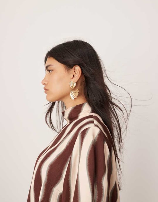 ASOS EDITION high neck oversized top co-ord in chocolate wavey print - Image 4