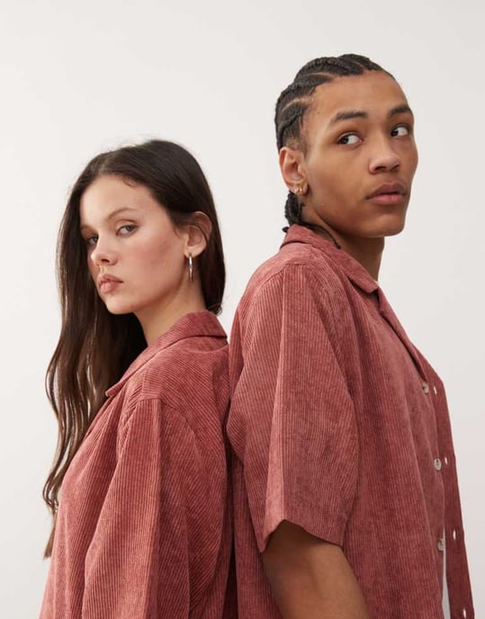 Reclaimed Vintage unisex cord shirt in pink - Image 2