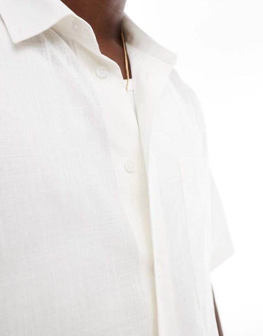 ASOS DESIGN volym oversized skjorta i krämfärg - Image 4