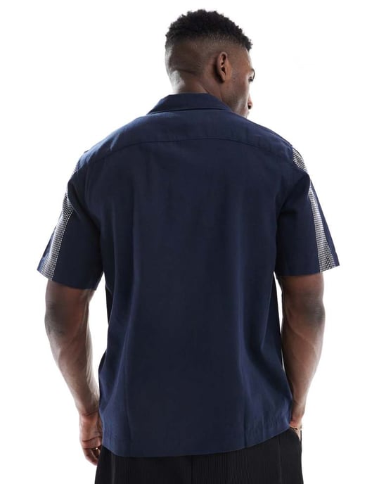 ONLY & SONS embroidered shirt in navy - Image 3