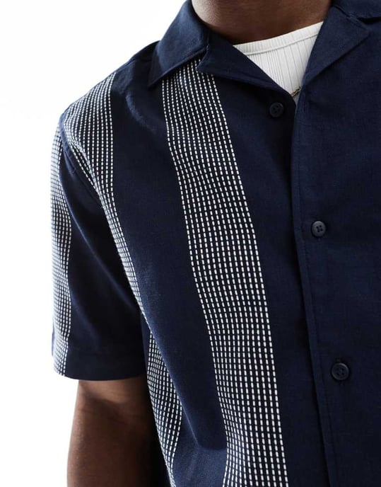 ONLY & SONS embroidered shirt in navy - Image 4