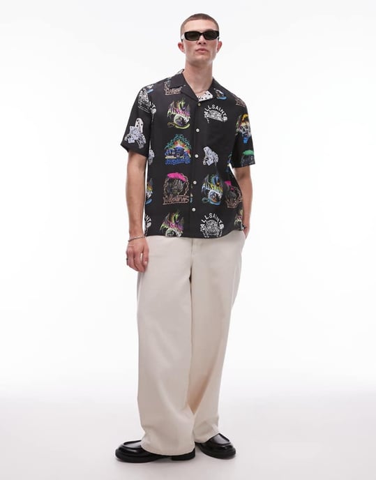 Allsaints gnar shirt in jet black - Image 4