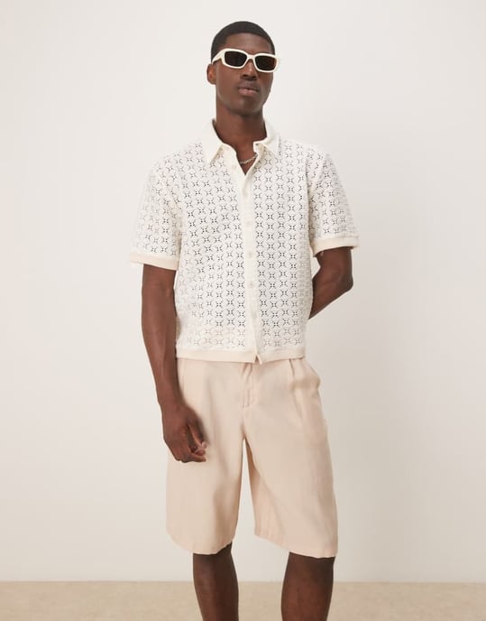 ASOS DESIGN boxig virkad skjorta i vit - Image 2
