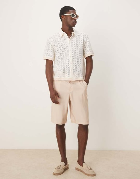 ASOS DESIGN boxig virkad skjorta i vit - Image 3