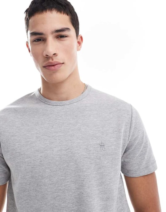 French Connection micro ottoman t-shirt in light grey melange - Image 1