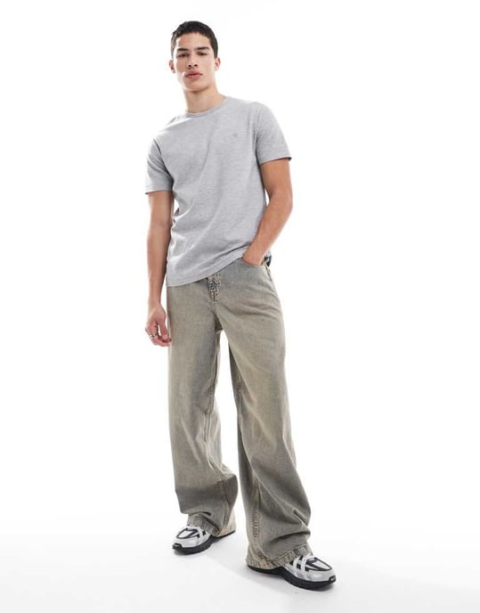 French Connection micro ottoman t-shirt in light grey melange - Image 2