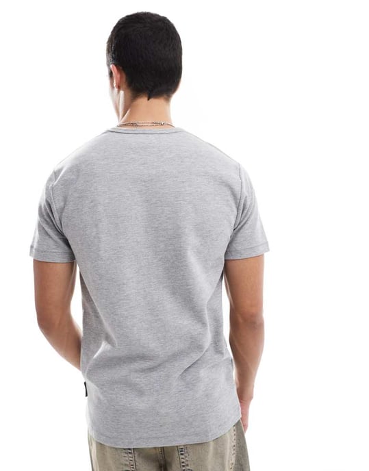 French Connection micro ottoman t-shirt in light grey melange - Image 4