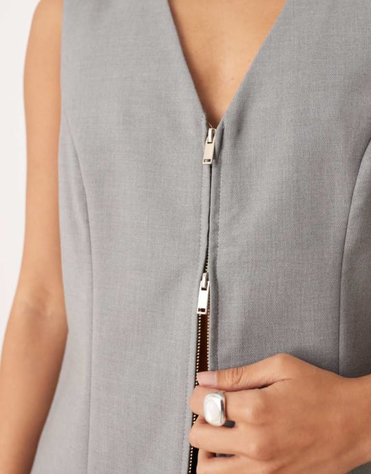 Abercrombie & Fitch zip detail waistcoat in dark grey - Image 2