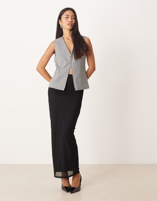 Abercrombie & Fitch zip detail waistcoat in dark grey - Image 3
