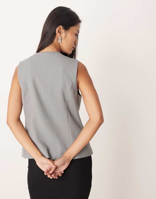 Abercrombie & Fitch zip detail waistcoat in dark grey - Image 4