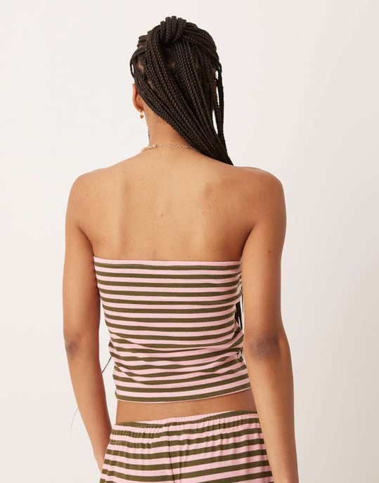 ASOS DESIGN stripe co-ord bandeau in green and pink stripe - Image 3
