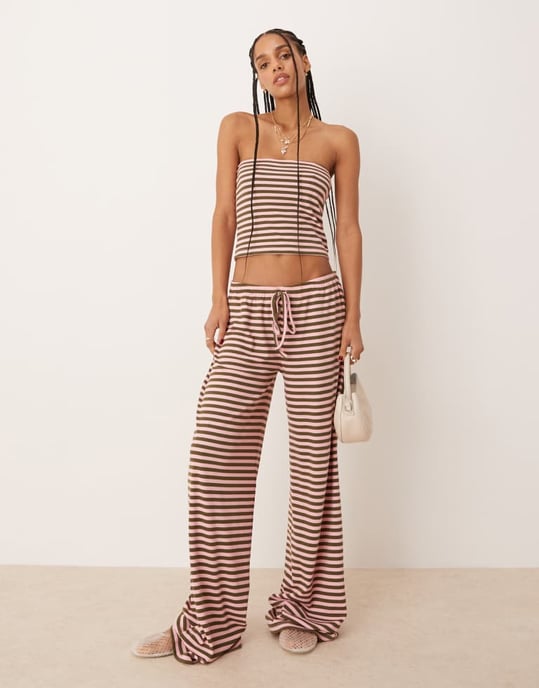 ASOS DESIGN stripe co-ord bandeau in green and pink stripe - Image 4