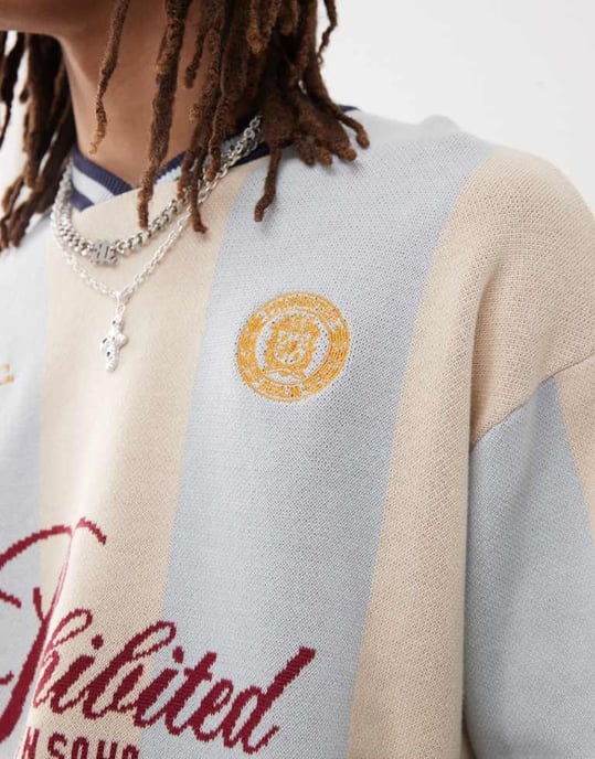 Prohibited knitted short sleeve jumper in blue - Image 3