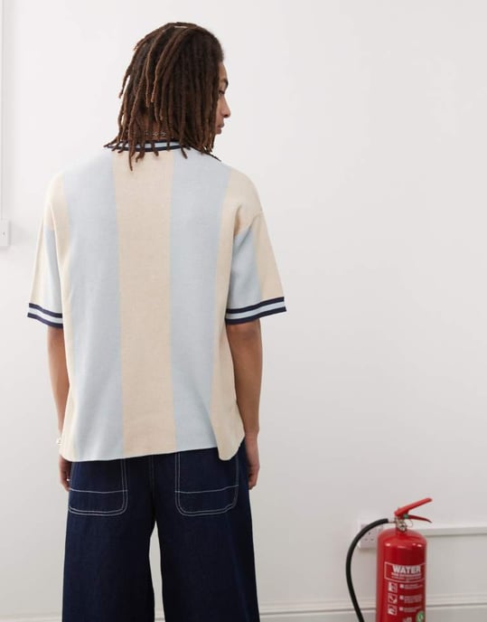 Prohibited knitted short sleeve jumper in blue - Image 4