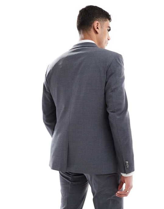 ASOS DESIGN washable slim suit jacket with lightweight worsted wool in charcoal - Image 2